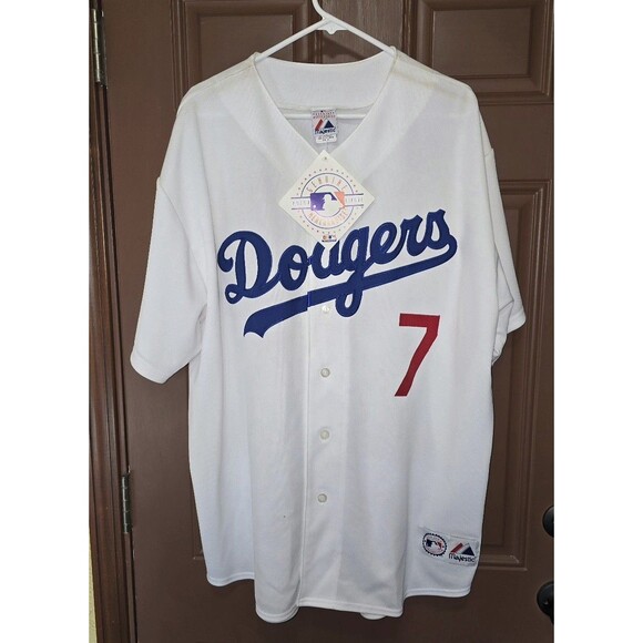 Steve Yeager LA Dodgers #7 NEW Majestic. Small black spot XL